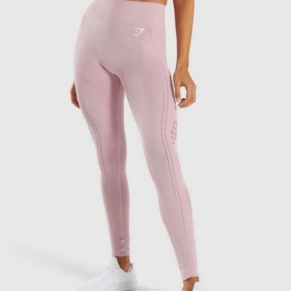 GYM SHARK Mauve Pink Flawless Knit Moisture Management Leggings Sz Small - Picture 4 of 5